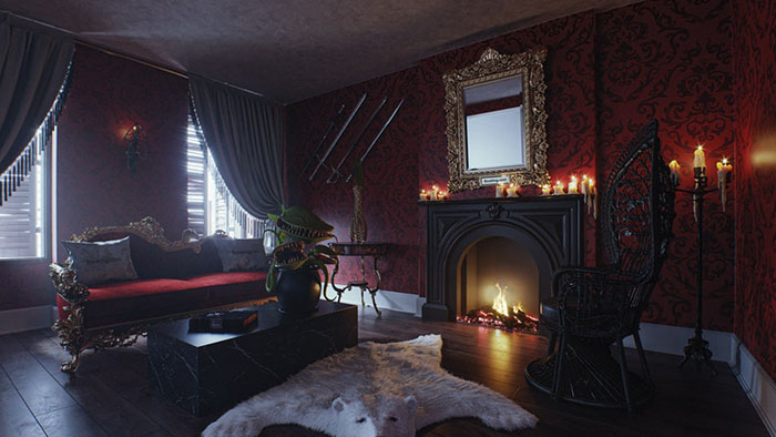 Addams Family Mansion Living Room