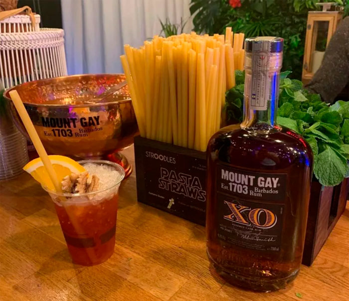 Bottle of Mount Gay Rum and Stroodles