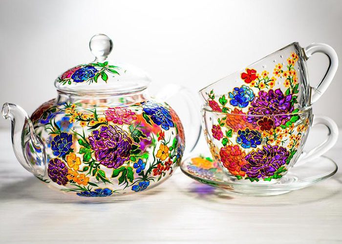 Hand-painted Floral Teapot Set by Vitraaze