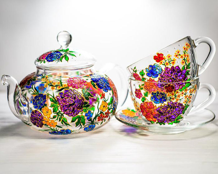 Hand-painted Floral Teapot Set by Vitraaze