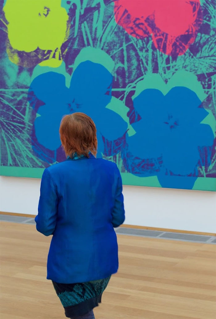 Lady in Blue Blazer Matching Painting
