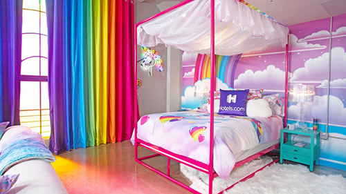 Lisa Frank-Themed Hotel Room