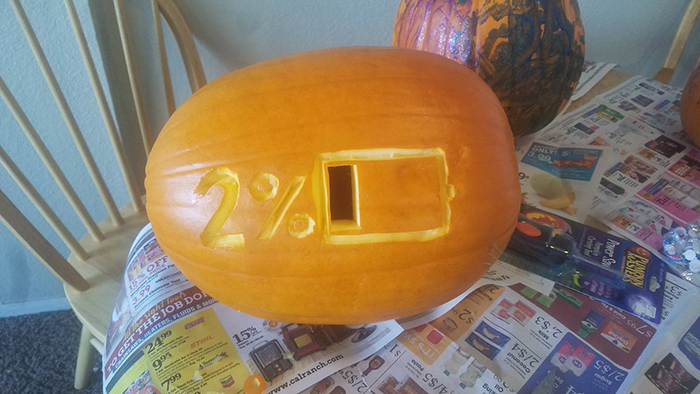 Pumpkin with 2% Battery Carving