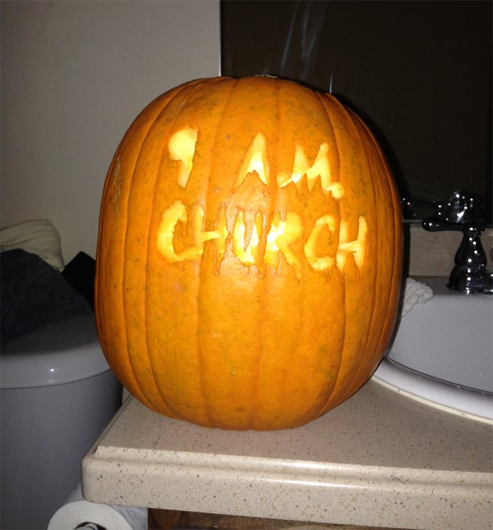 Pumpkin with 9 A.M. Church Carving