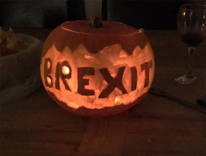 Pumpkin with Brexit Carving