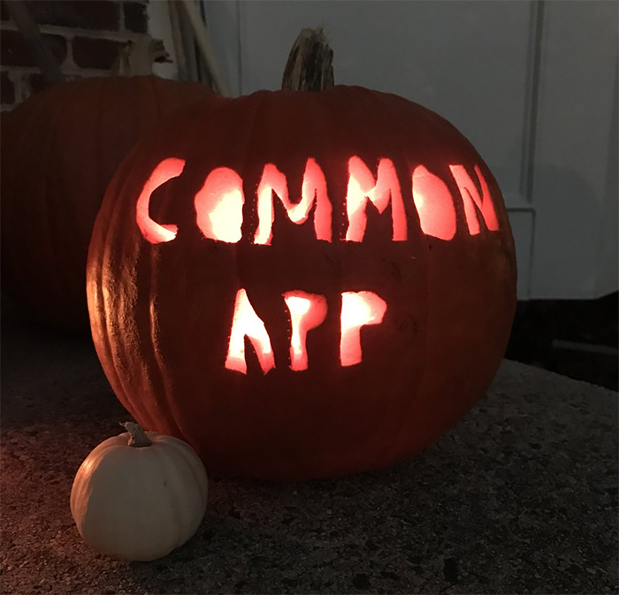 Pumpkin with Common App Carving