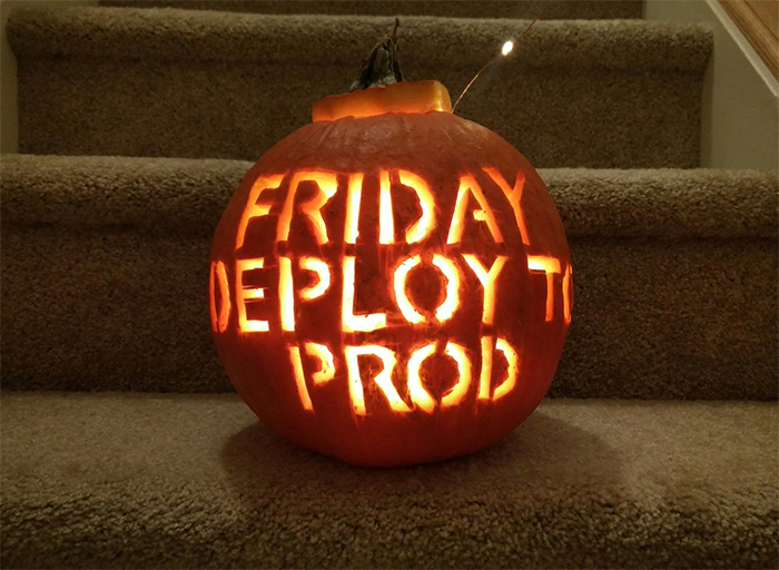 Pumpkin with Friday Deploy To Prod Carving