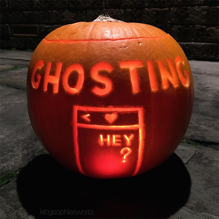 Pumpkin with Ghosting Carving