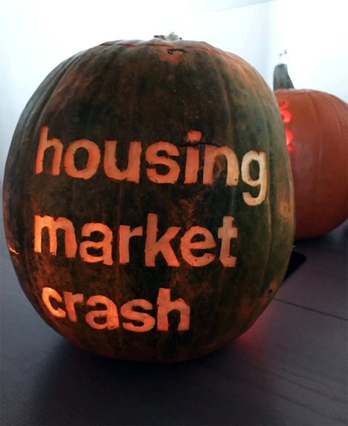 Pumpkin with Housing Market Crash Carving