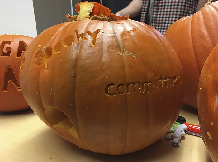 Pumpkin with Spooky Commitment Carving