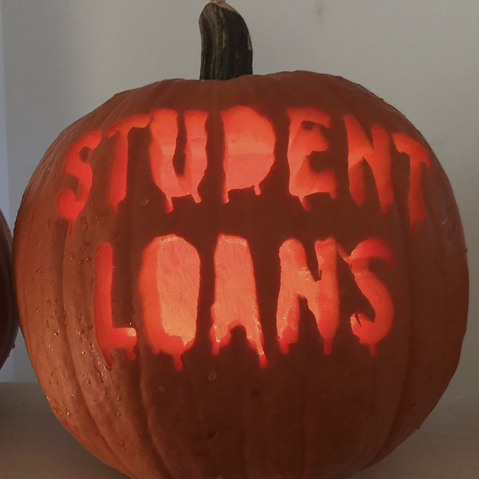 Pumpkin with Student Loans Carving