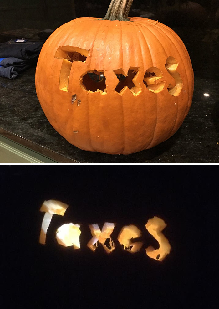 Pumpkin with Taxes Carving