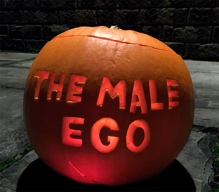 Pumpkin with The Male Ego Carving