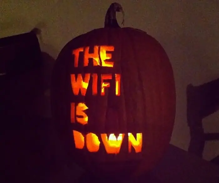 Pumpkin with The WiFi is Down Carving