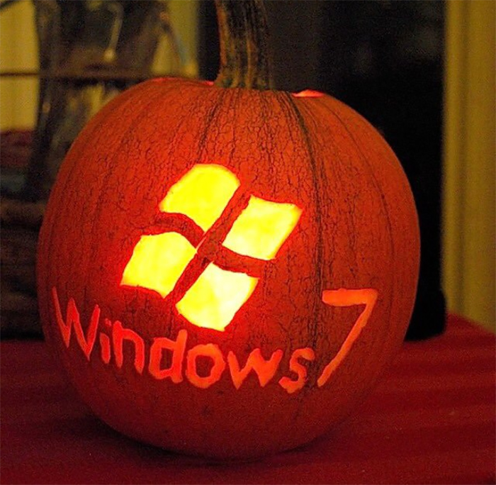 Pumpkin with Windows 7 Logo Carving