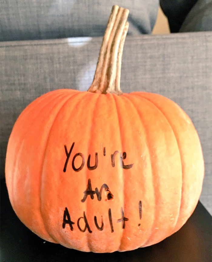 Pumpkin with You're An Adult Writing