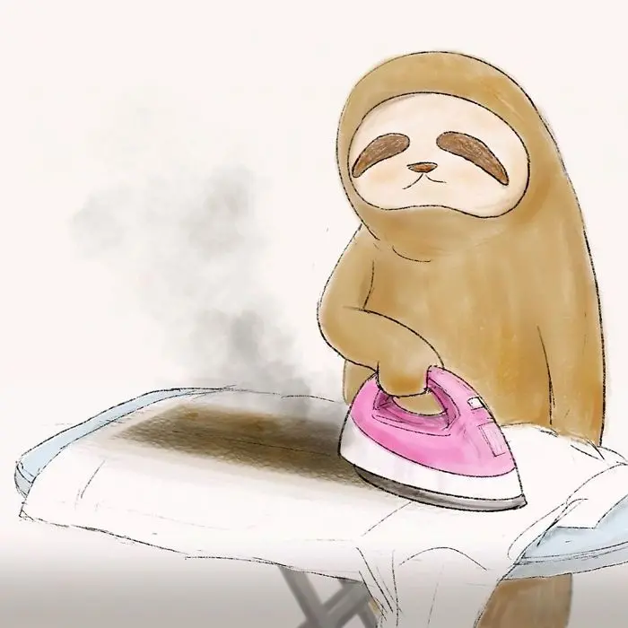 Sloth Ironing a White Shirt