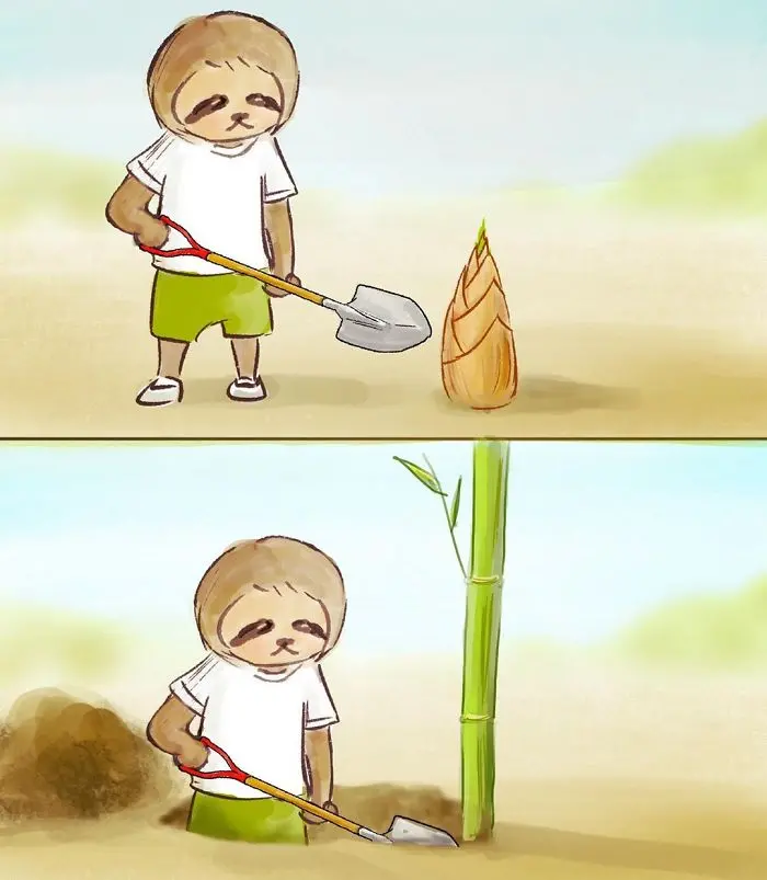 Sloth Planting a Bamboo