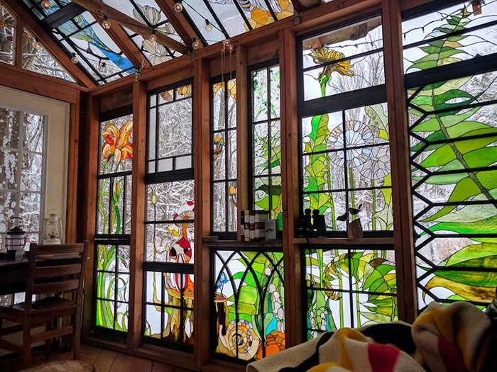 Stained Glass Cabin Flower, Mushroom, and Plant Details
