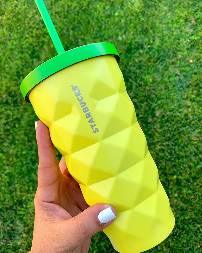 Starbucks' Pineapple Tumbler with Grass Backdrop