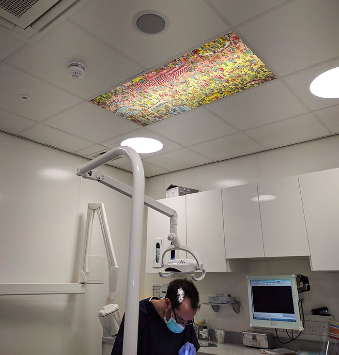 Where's Wally Ceiling Poster at a Dental Clinic