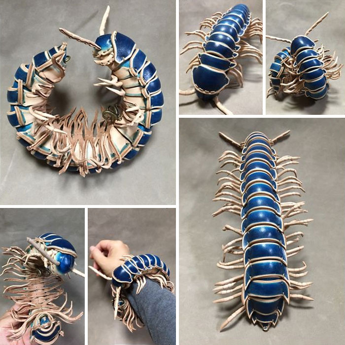 amaheso creature-inspired handbags blue centipede