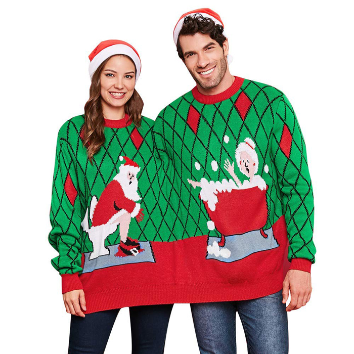 amazon two person ugly christmas sweater green