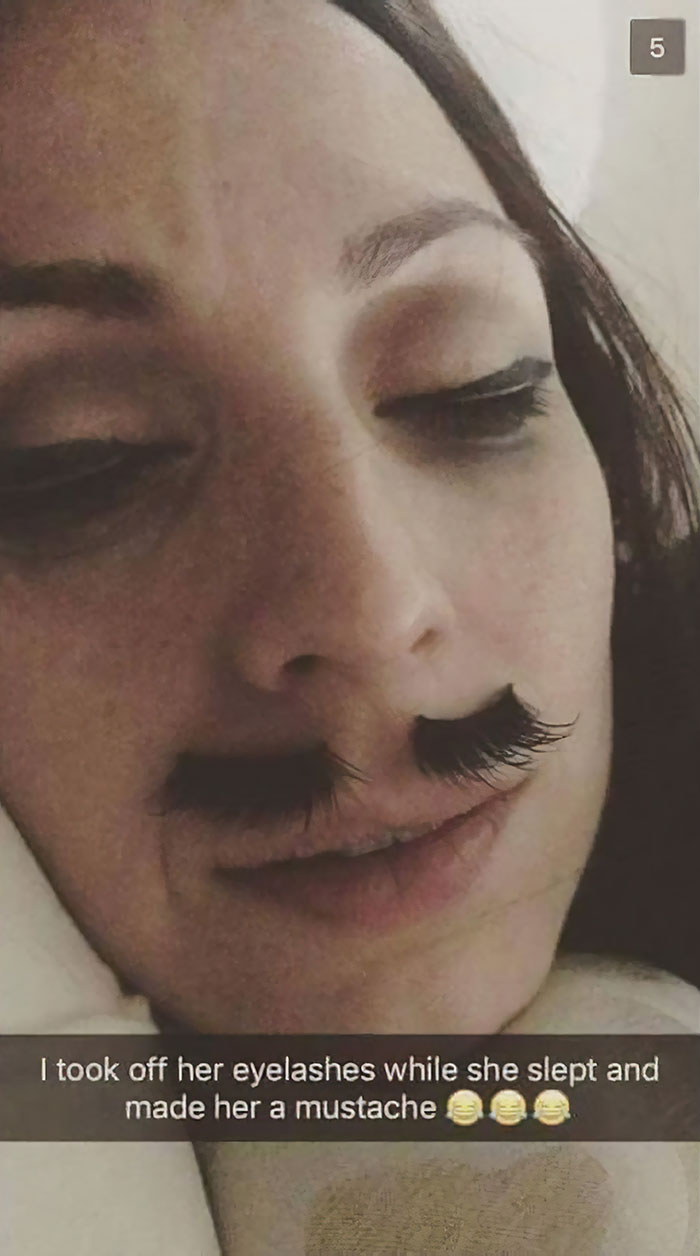 boyfriends and husbands jokes eyelashes moustache