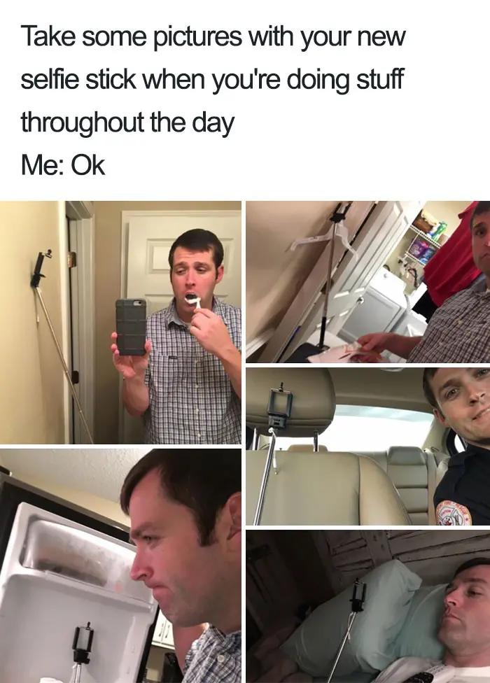 boyfriends and husbands jokes pics with selfie stick