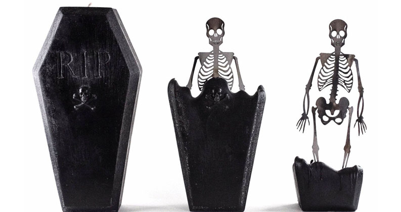 coffin candle skeleton