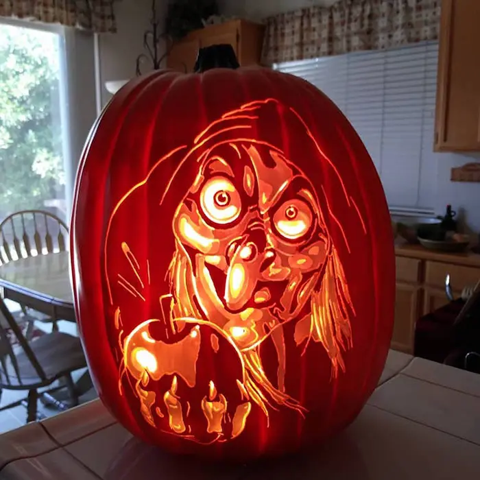 cool pumpkin carving snow white evil queen as hag