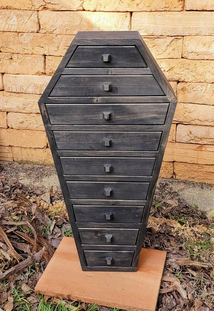 custom made coffin apothecary cabinet nine drawers