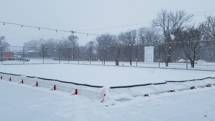 ez ice rink backyard hockey installation