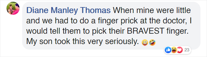 facebook comment about glow-in-the-dark PJs bravest finger 7