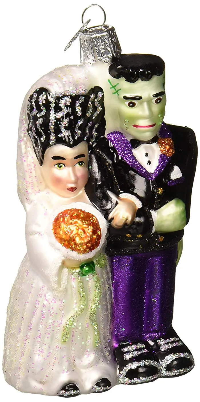 frankenstein and bride ornament for halloween trees