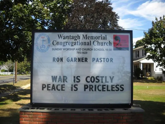 funny church signs war is costly