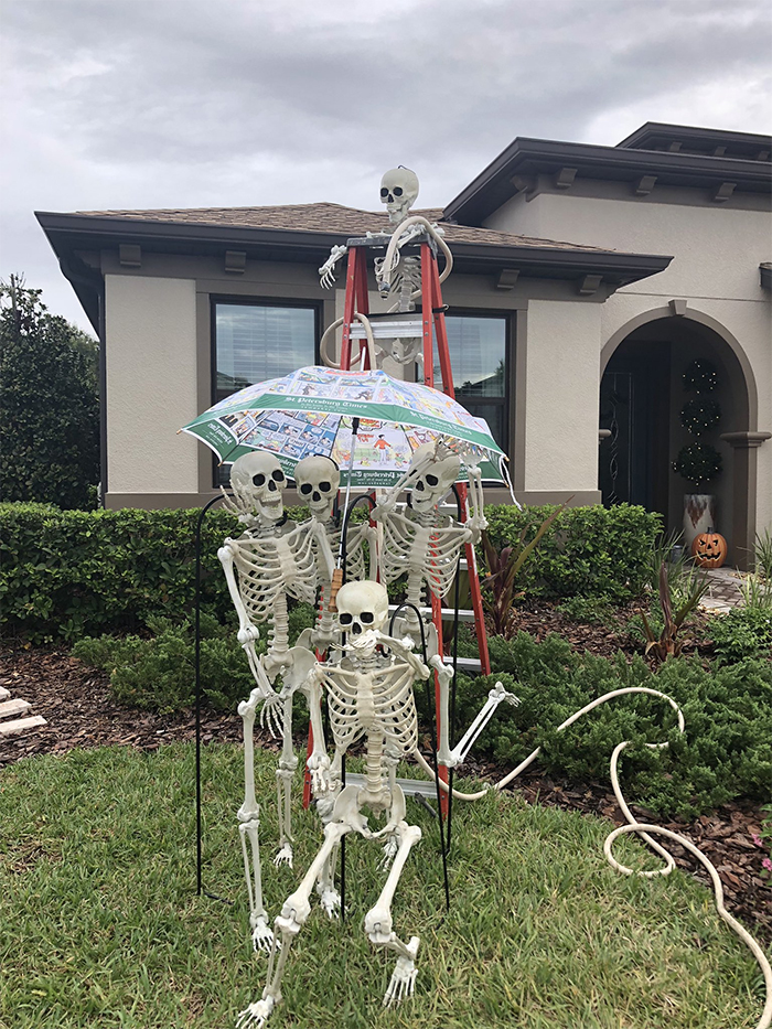 halloween skeletons hosing around