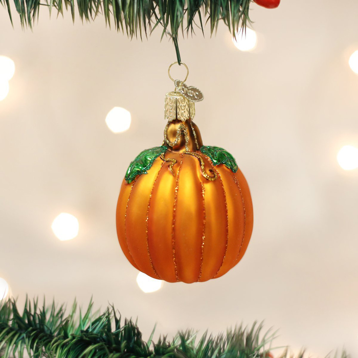 pumpkin glass blown ornament for halloween trees