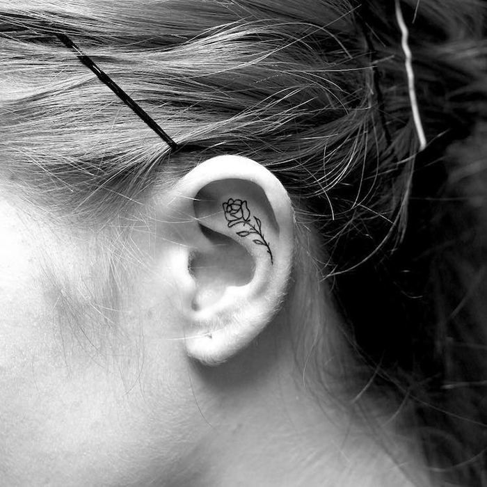 rose helix ear tattoo by formytattoo