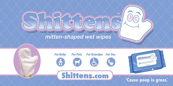 shittens disposable mitten-shaped wet wipes