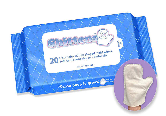 shittens disposable mitten-shaped wipes
