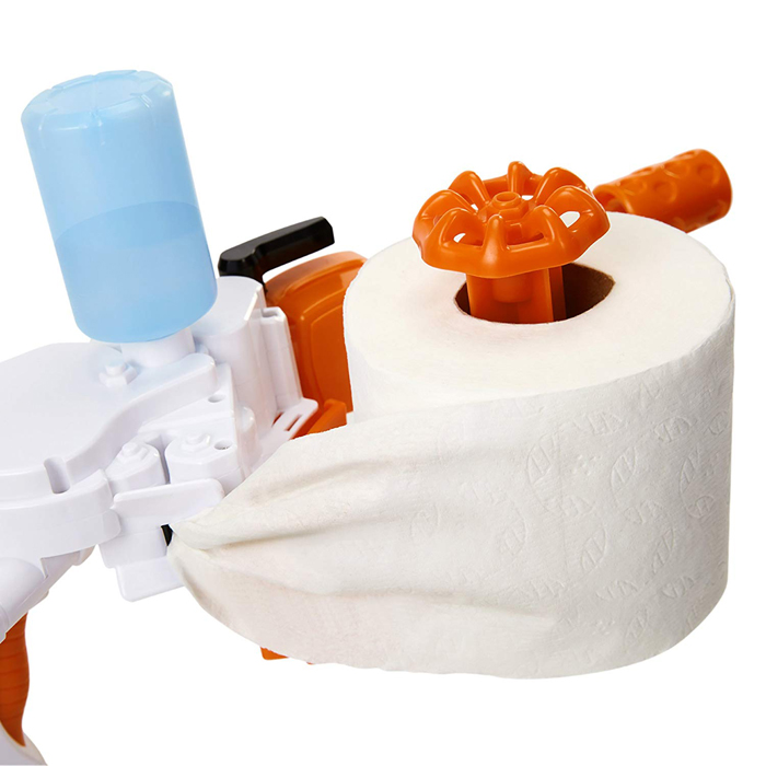 toilet paper blaster slot water container