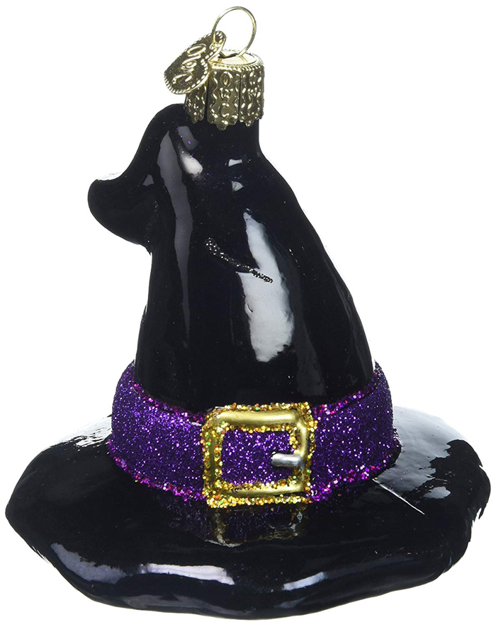 witch hat glass blown ornament for halloween trees