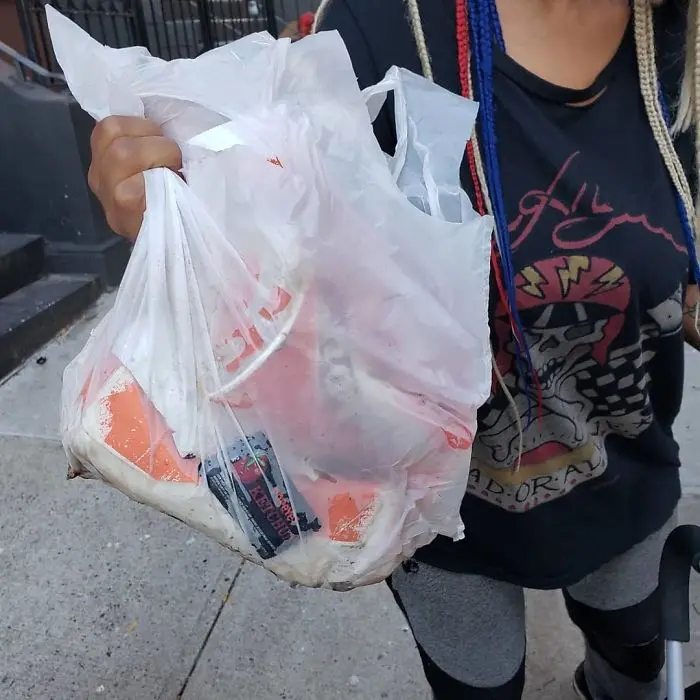 worst delivery drivers food inside dirty bag