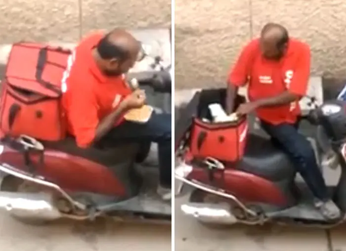 worst delivery drivers licking client spoon