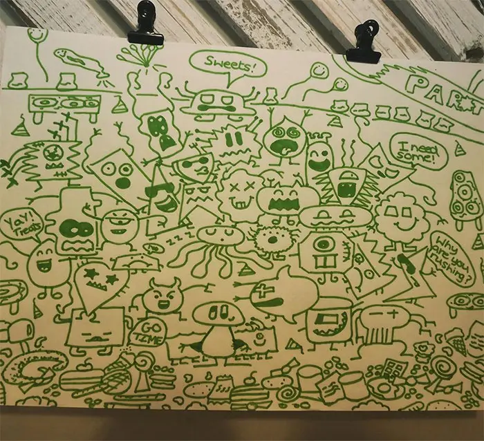 A Page Full of Alien Doodles from Joe Whale's Notebook