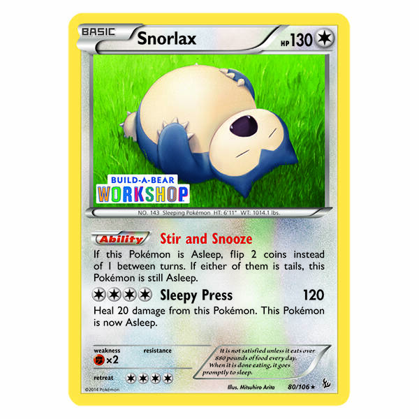 Build-A-Bear Workshop Exclusive Snorlax Pokémon TCG Card