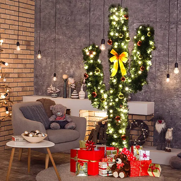 Cactus Christmas Tree Display at Living Room