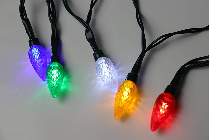 Christmas Lights Phone Charger Lighted Blue, Green, White, Orange, and Red Bulbs
