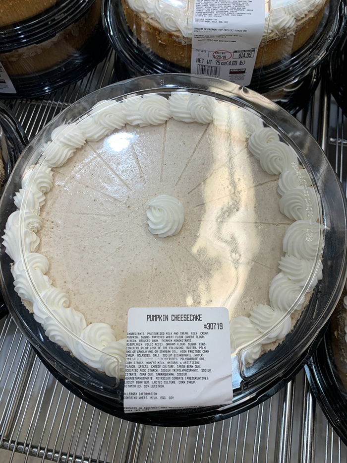 Costco's 5-pound pumpkin cheesecake